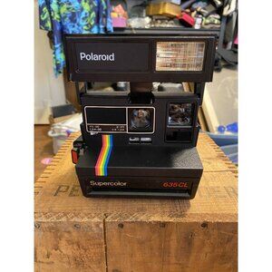 Polaroid Supercolor 635CL Instant Film Camera Clean Untested Rainbow Stripe